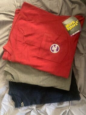 Men's Short Sleeve Pocket Tees — Red/ Gray/Navy